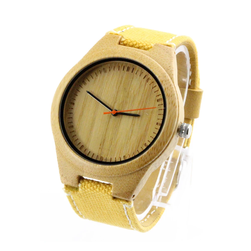 

2018 Canvas Strap Wood Wrist Watches China Imported Watch China, Yellow