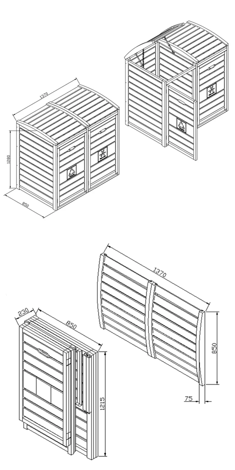 wooden garbage bin 08