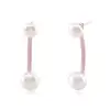 Double Cycle Stud Earrings Sterling Silver 5-8mm White Freshwater Pearl Dangle Earrings