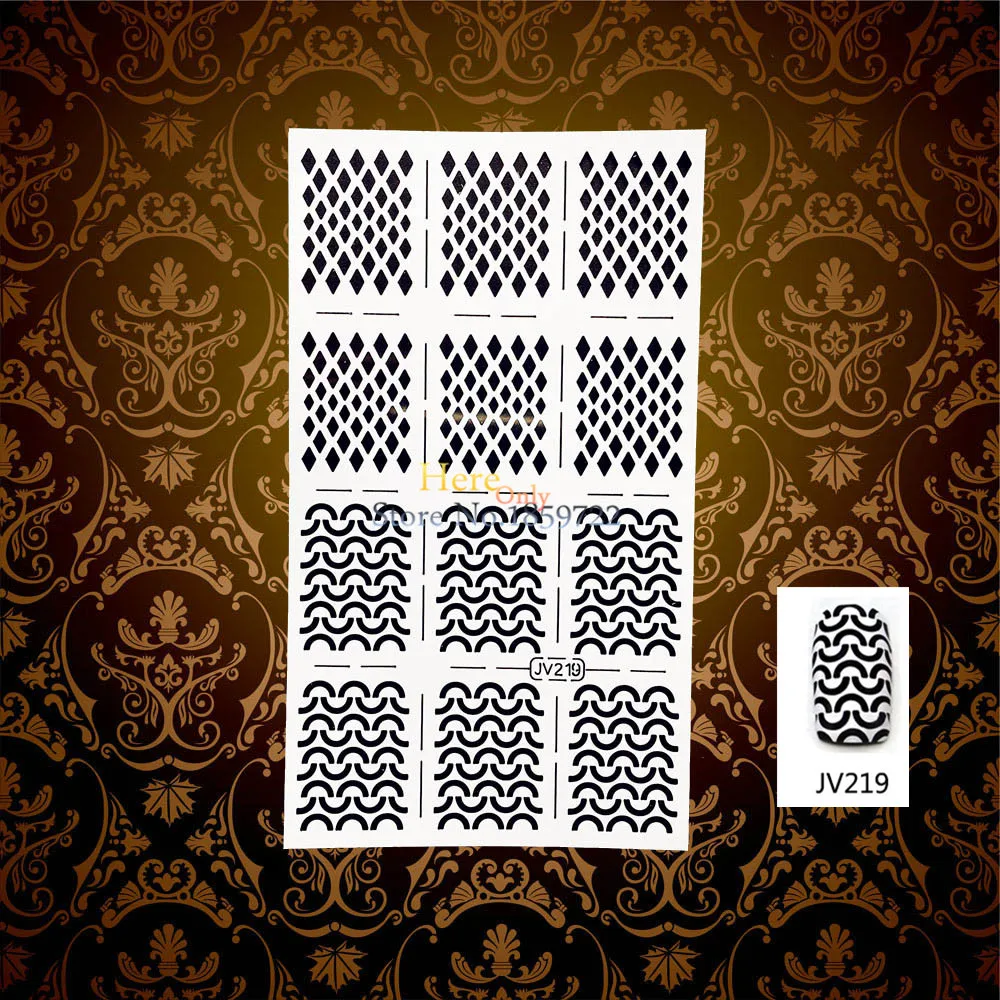 1PC White Holo Out Nail Foils Stencils Sticker Gem Diamond Pattern HWJV219 Manicures Art Tool Tips