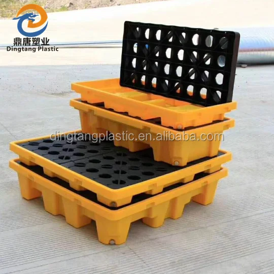 
Low Profile Polyethylene 1300*1300*300mm 4 drum spill control pallets China 