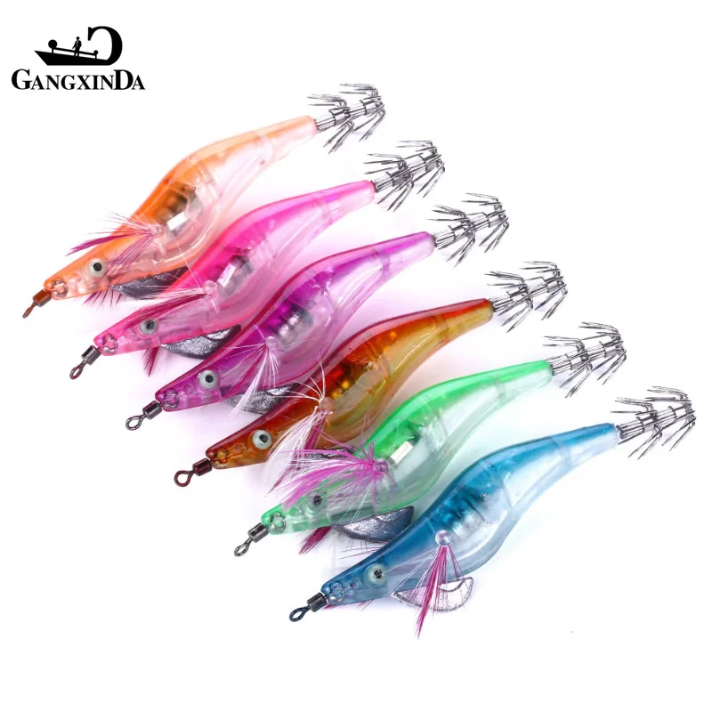 

new style luminous Squid Jigs Fishing Lures Vertical LED Slowing Sinking Baits with 2.0# 2.5# 3.0# 3.5# Mustad Hooks, 6 colors