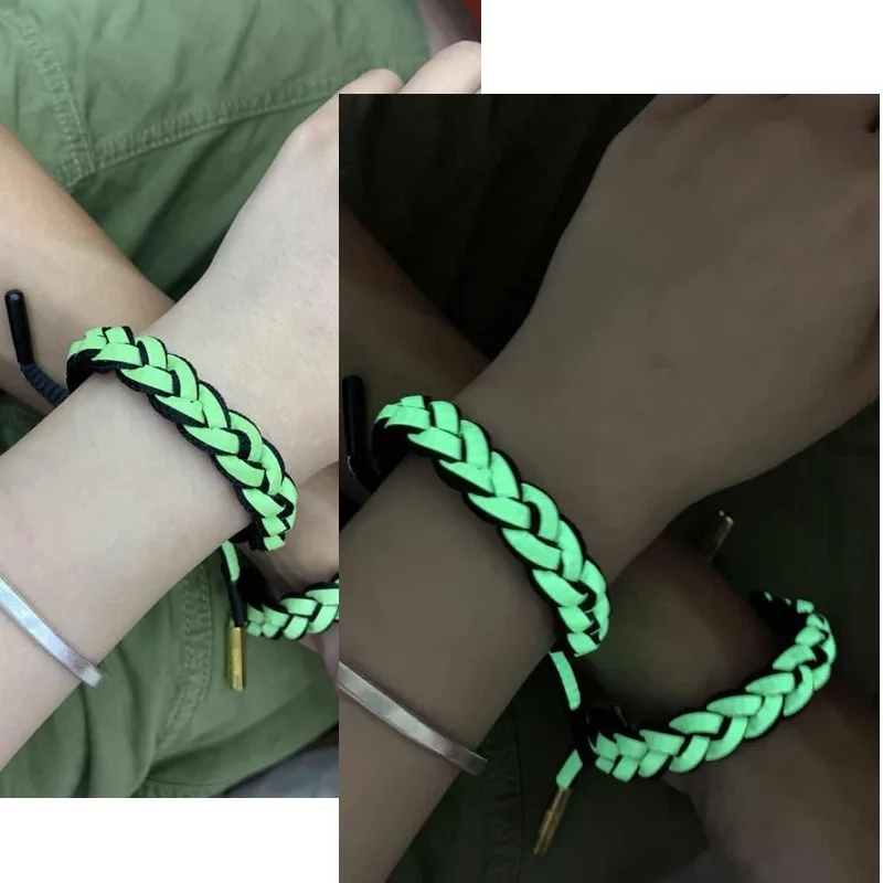 

Adjustable Shoelace Bracelet New Design Glow In The Dark Bracelet Hot Selling Wrist Strap For Sweethearts Promotion Gifts, Fluorescent green