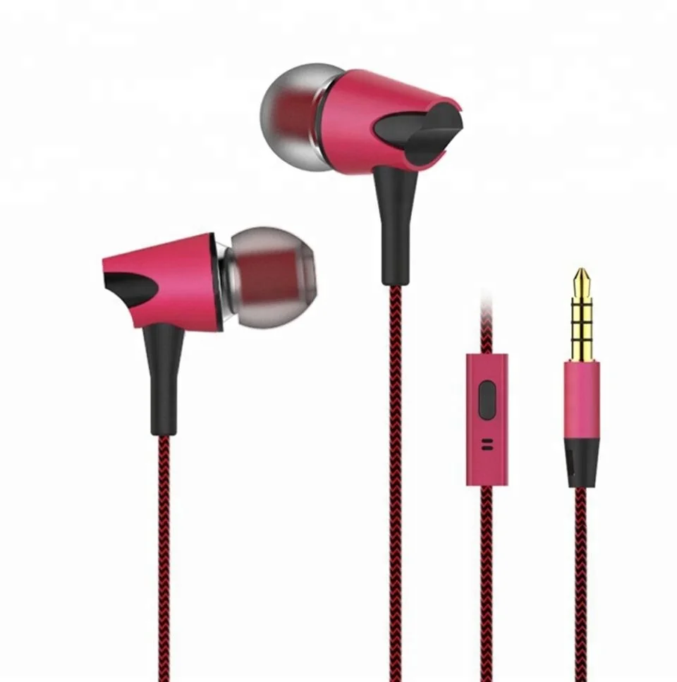

Fashion Metal Stereo Earphones 3.5mm In-Ear Music Earbuds Super Bass Sport Running Headset Fiber Cloth Line With Mic