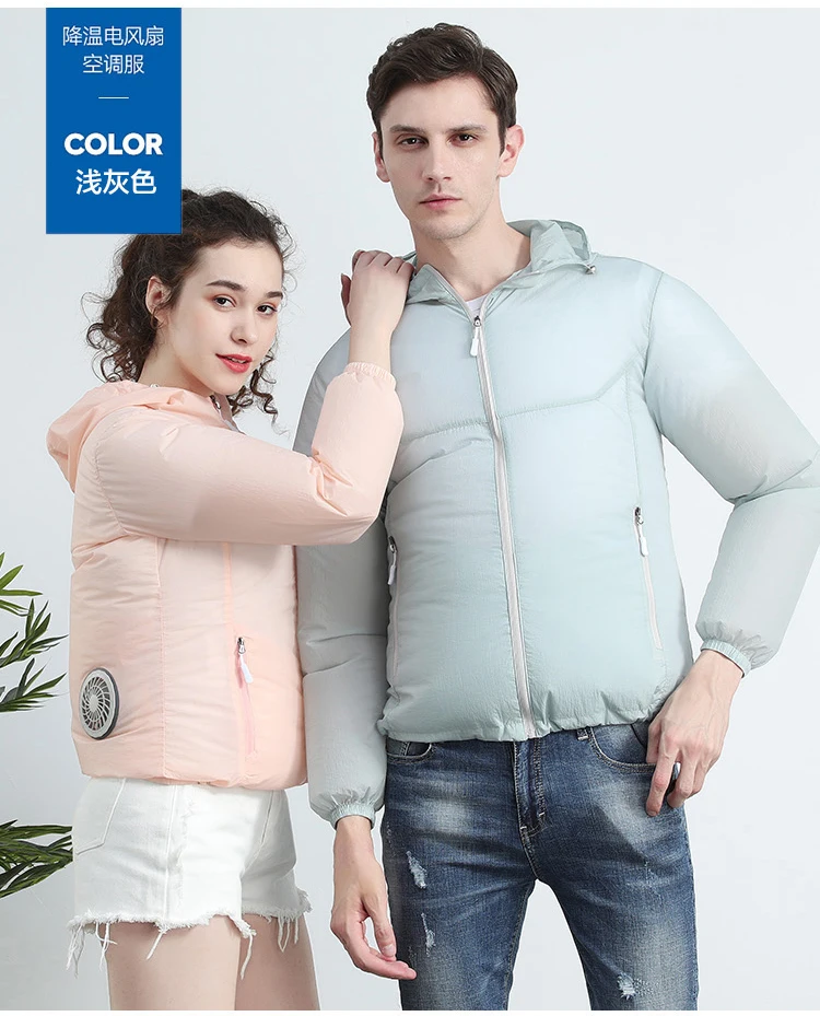 

Unisex Fashion Summer Fan Cooling jacket with air condition, Blue;grey