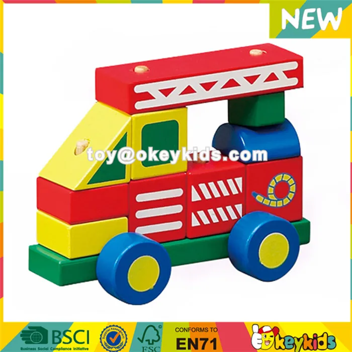 Wholesale Popular Stacking Toy Wooden Assemble Blocks Car Toy For Babys