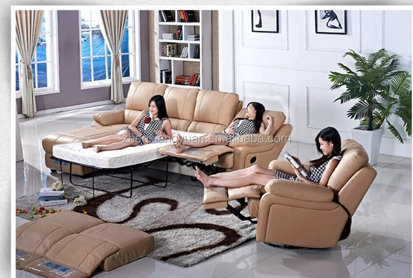 2018 Living Room Furniture L Shape Leather Sofa Bed Recliner Sofa