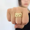 18K Gold Plated Signet Year Ring Birthday Date Number Personalized Stainless Steel Ring