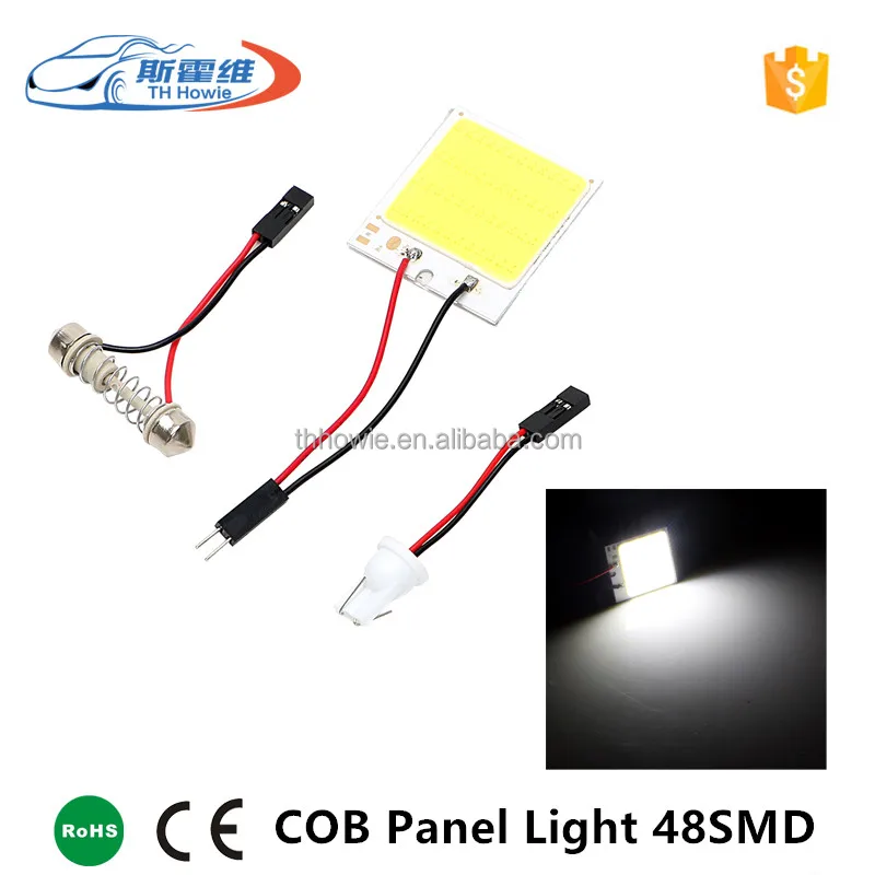 Car Led Panel 48SMD Interior COB Reading Light With T10 Festoon BA9S Adapter Auto Dome Lamp DC12V Vehicle Map Bulb white