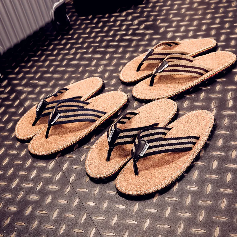 cork slippers factory shoes and sandels man flip flops low pricr men slipper