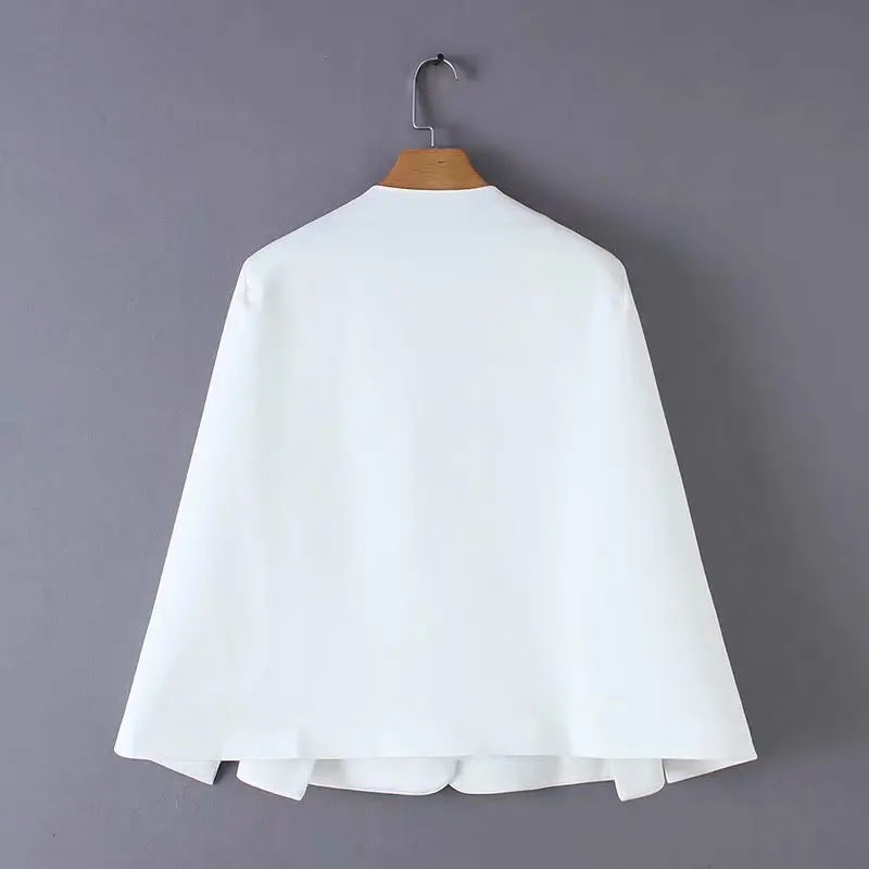 
Blazers ladies women elegant black white V neck coat office wear outerwear female casual chic open stitch tops Y11936 