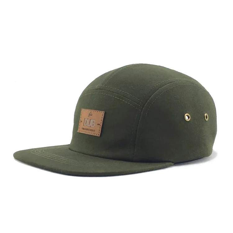 

Wholesale Custom 5 Panel Hat with Leather Patch