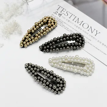 New Arrivals Water Drop Triangle Hairpins Women Girls Pearls Hair