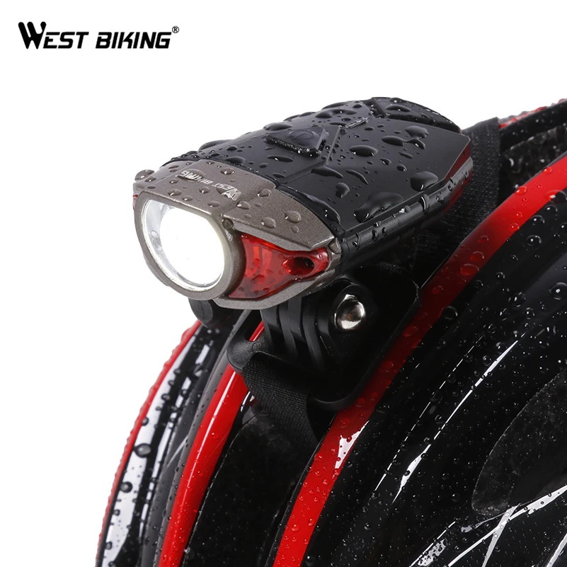 

WEST BIKING Bicycle Light Rechargeable Bike Front Mini CREE LED Bicycle USB Tail Rear Light LED Frame Handlebar Helmet Light, Black silver