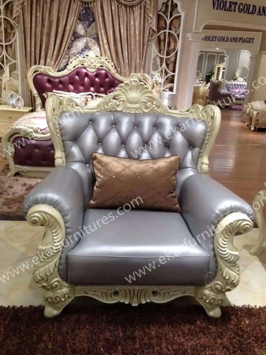Drawing Room New Fashion Simple Wooden Royal Leather Sofa Sets
