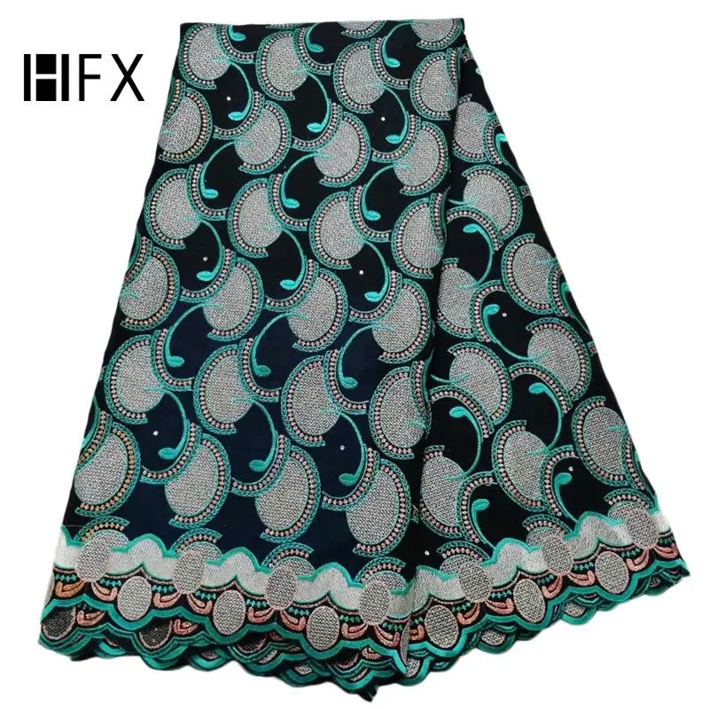 HFX Green Swiss Voile Lace Austria Nigeria Embroidered High Quality 5 Yards Wholesale Wedding Fabrics for Women