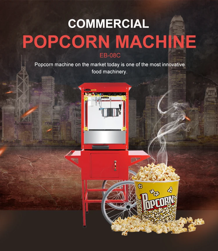 Hot Sale Factory Luxurious CE approval Food Popular Snack Vending Machines 8 Oz Mobile Commercial Popcorn Machine with Cart 