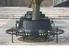 outdoor public round steel park tree bench