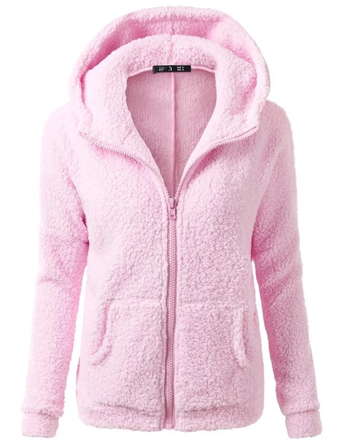 

OEM fashion Custom Polar Fleece Sublimation zipper Hoody Sweatshirts pink women hoody jackets
