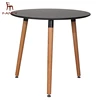 Top MDF Kitchen Dining Table Round Coffee Table With Three Beech Wood Legs