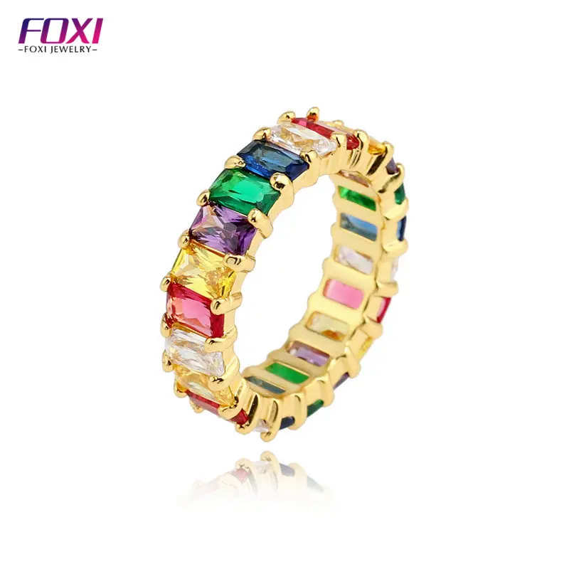 

2019 Rainbow 18K Gold Diamond Eternity Band Rings for Ladies