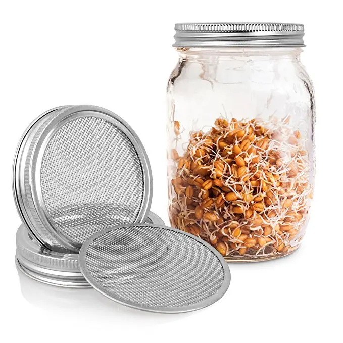 304 Stainless Steel Sprouting Lid Metal Screen For Wide Mouth Mason Jar