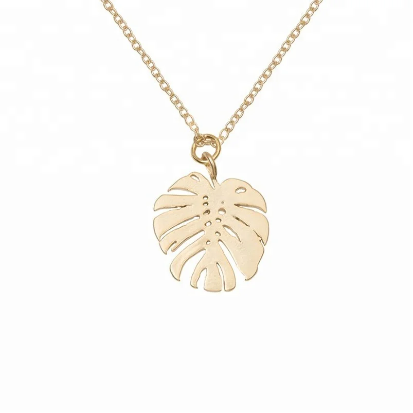 

Bohemian jewelry 14k gold plated leaf minimal necklace sterling silver