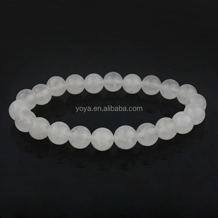 

BRG1078 Wholesale white jade stone beads elastic bracelet,gemstone bracelet