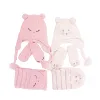 Factory Supply FASHION girls kids Knitted Hat scarf gloves set winter earflap mittens hat glove sets