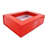 decorative book shaped flat folding gift paper cardboard hat packaging box with clear window