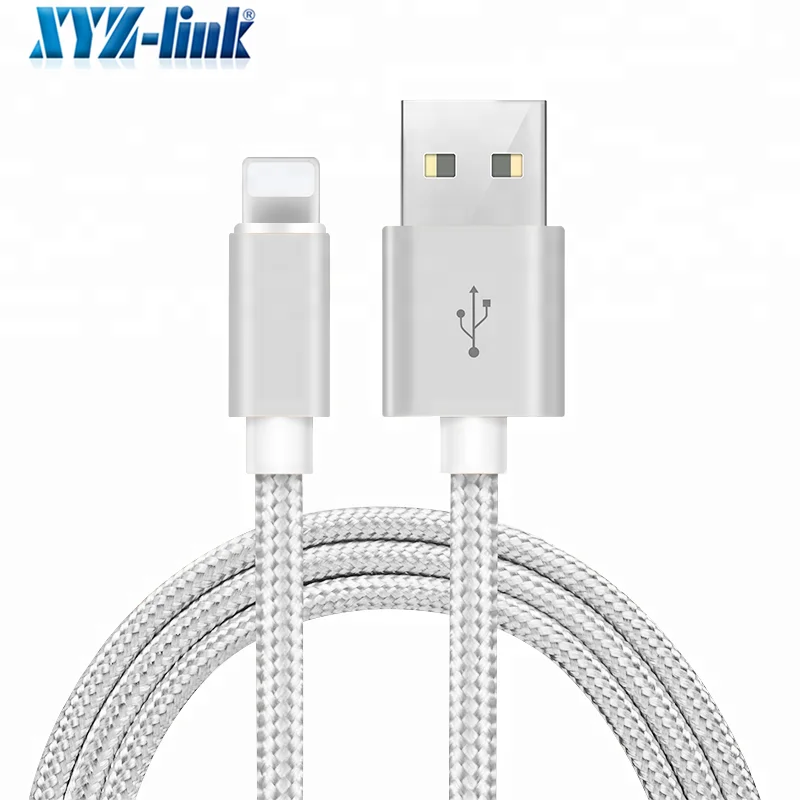 

2A Nylon USB Charging cable for Transfer data For Iphone, Red/black / golden/rose gold/gray/silver