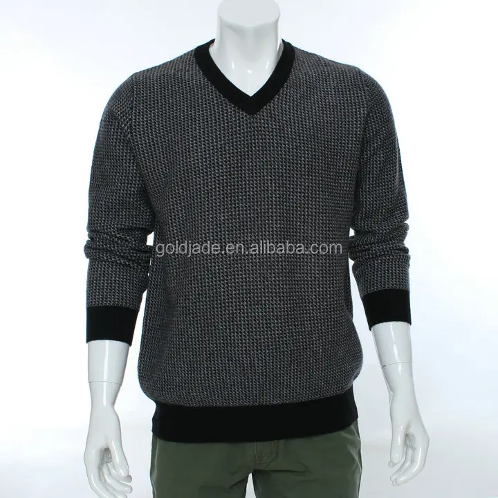Men's Pullover Jacquard Knitting V-neck Sweater - Buy V-neck Sweater