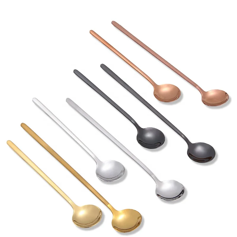 

Colorful shiny stainless steel coffee spoon, gold/rose gold/black small spoon, Silver/gold/rose gold/black/blue/purple