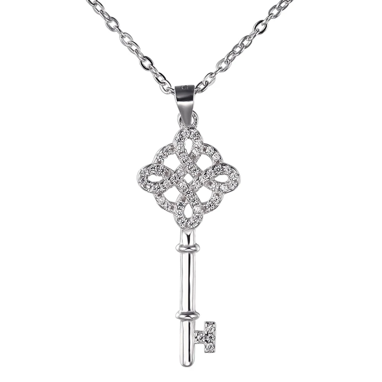 Key shape 925 silver pendant necklace fashion jewelry 2018