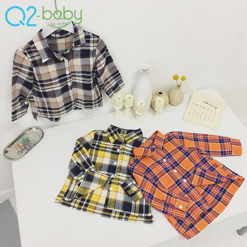 
New casual infant plaid shirt cotton blouse baby boy plaid shirt 2316 