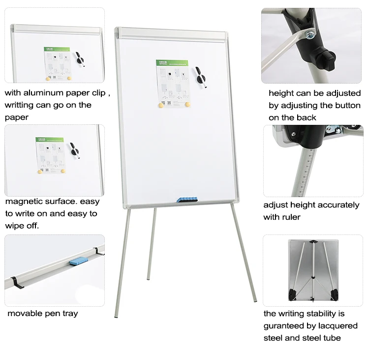 60*90cm Factory Easel White Board Portable Dry Erase Easel Board Magnetic Tripod Whiteboard Flipchart Easel