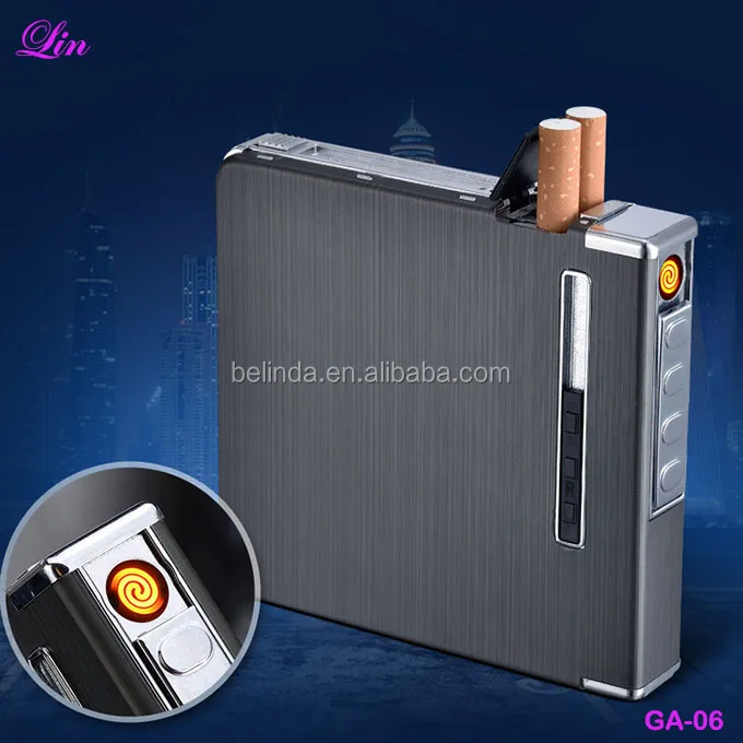 

Free Shipping by DHL/FEDEX/SF 20 sticks USB rechargeable lighter metal automatic cigarette case