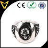 Stainless steel Devil gothic skull moto club ring skeleton biker ring