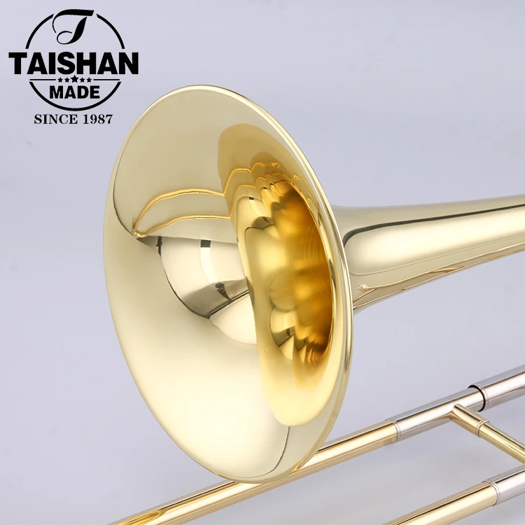 
Musical Brass Wind Instrument Gold Lacquer Alto Bb Trombone 