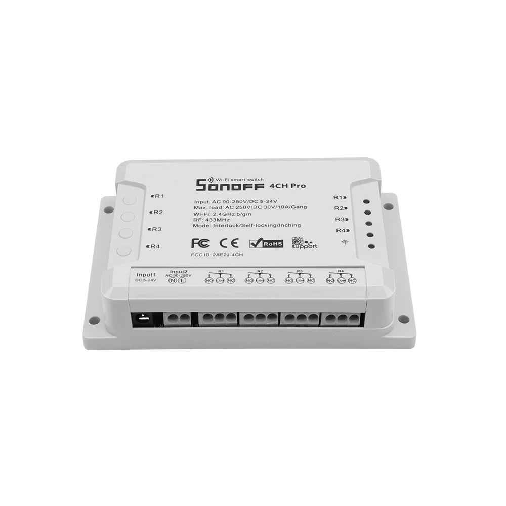 SONOFF 4CH Pro R2 4 Gang Smart Wifi 433 MHZ RF Remote Control Light Switch Module Support 4 Devices Works with Alexa Google Home