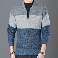 

autumn fashion crew neck long sleeve stripe zipper up front man casual jacket