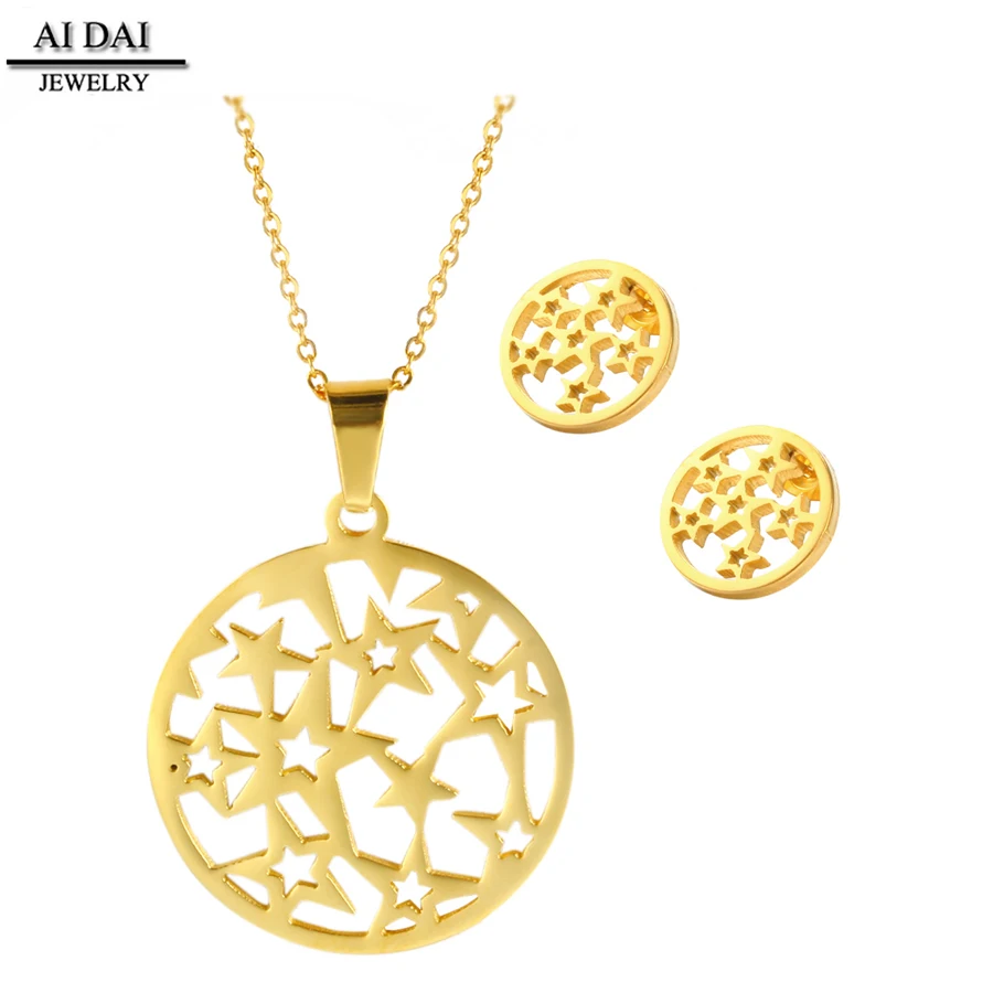 

Wholesale stainless steel artificial gold plated jewelry dubai gold jewelry sets