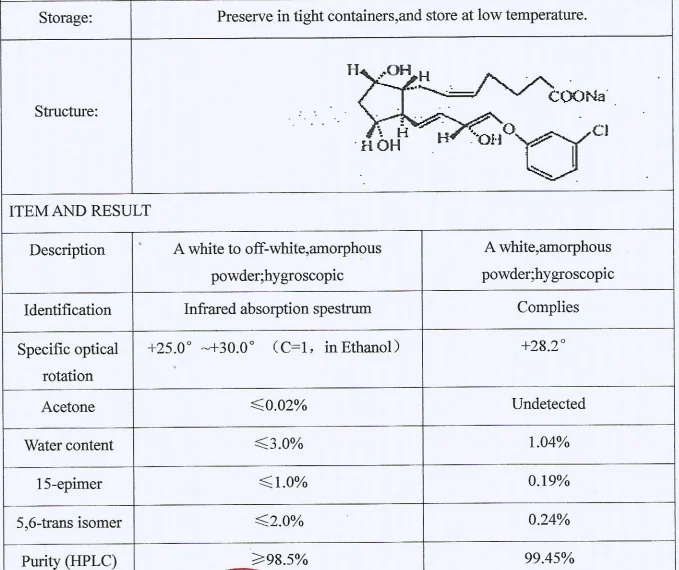 VEGA Best price DL-Cloprostenol Sodium for animal use China factory supply