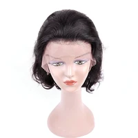 

Virgin Aligned Cuticle Brazilian Human Hair Short Wavy Bob Lace Front Frontal Wig Glueless and tasteless BOB wig