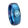 Blue IP Titanium Mass Effect Dome Engraved Ring 6MM, 8MM