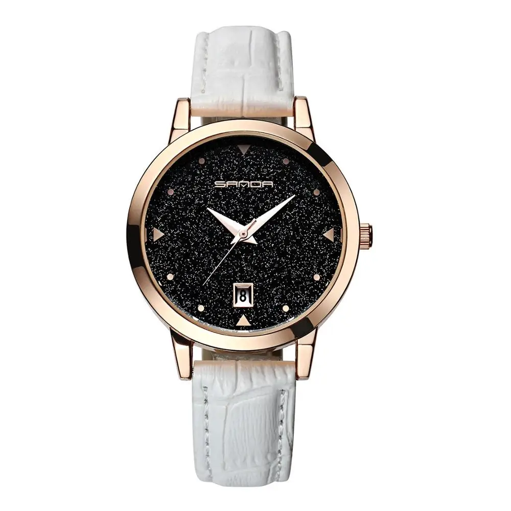 

WJ-7538 Lady Sanda Quartz Watch New Star With Scale Waterproof Calendar Elegant Watch women Leather Sales Wristwatch, Mix