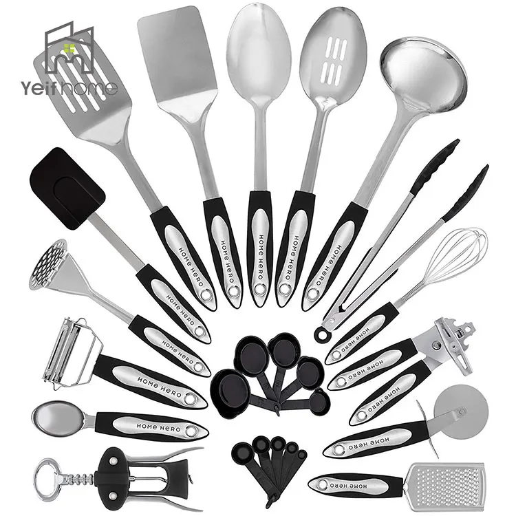 Non Stick Camping Tools Copper Stainless Steel 24 Kitchen Cooking Utensil Set