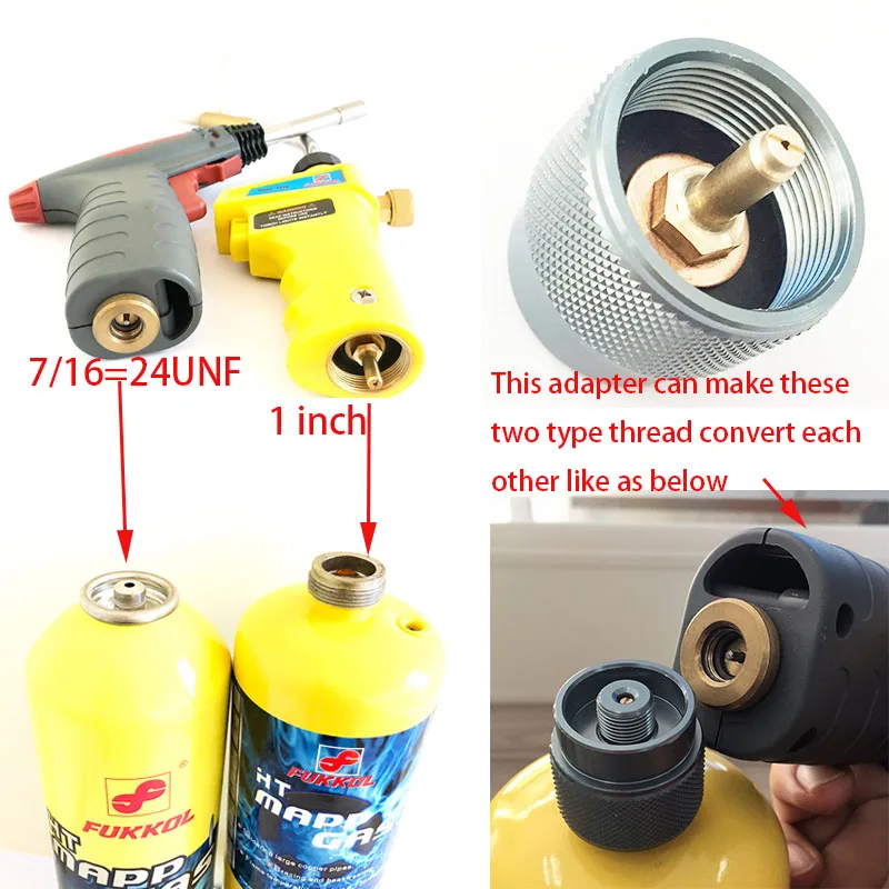 Camping Stove Convert Adapter Propane Gas Adapter 7/16 To 1" Buy Mapp