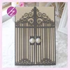 Wholesale newest Promotional European pearl paper Laser Cut printed Wedding Invitation Cards door design with two unique beads