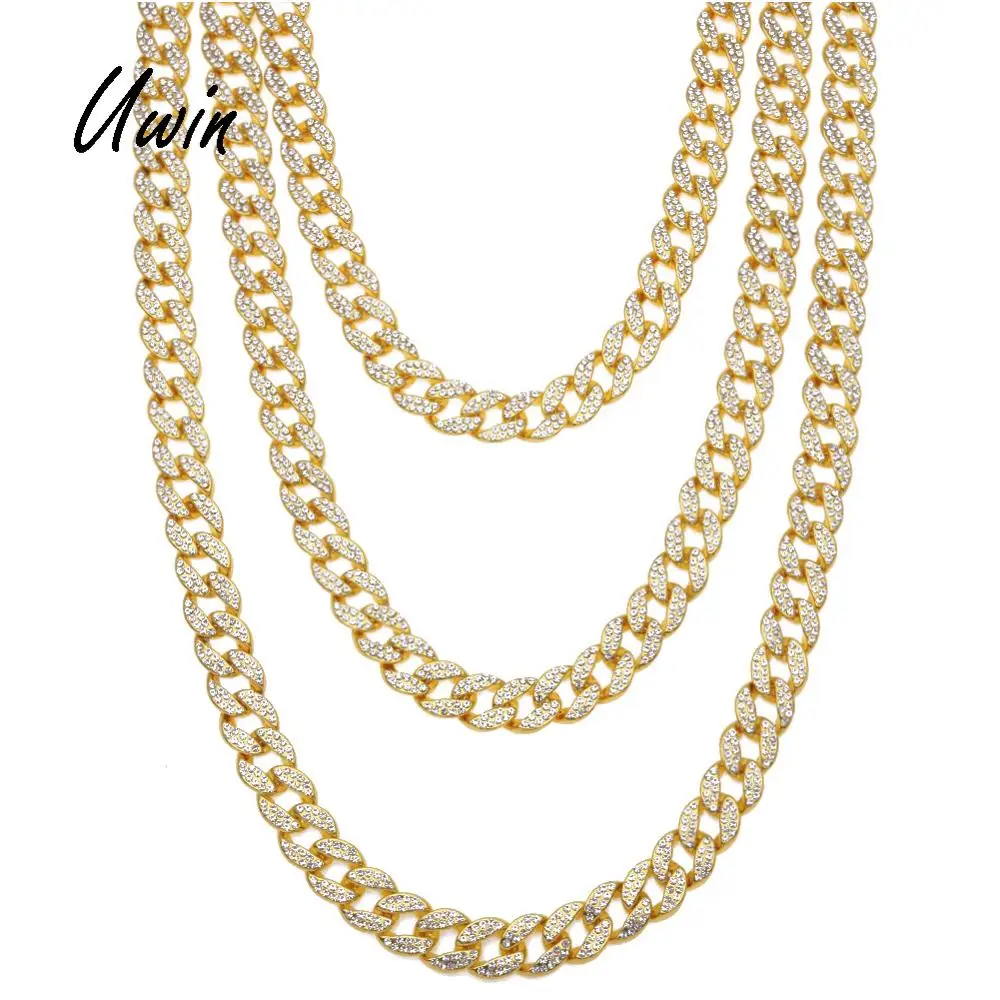 

Hiphop Iced Out Men Cuban Link Chain Wholesale Price Miami Rapper Necklace, Gold, silver, custom color is acceptable